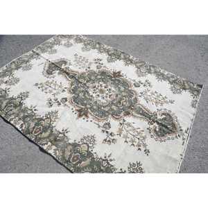 พรมตุรกีวินเทจ ขนาด 5.5x7.5 ฟุต พรมสีเขียวขนาดใหญ่ลายอิคัต - Product Image 4