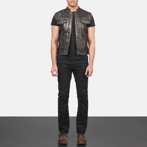 Chaleco de piel auténtica de vaca para hombre, transpirable, de estilo informal, de talla grande, con cuello en V y cierre de cremallera para invierno - Product Image 6