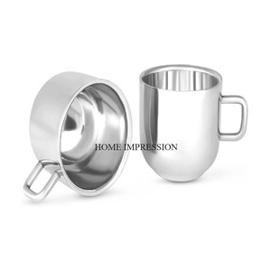 Stainless Steel <b>Double</b> <b>Wall</b> <b>Mug</b> Metal Cup Custom Stainless Steel Silver Cup Coffee Hot Selling Mirror Polished Round Shape <b>Mug</b> - Product Image 2