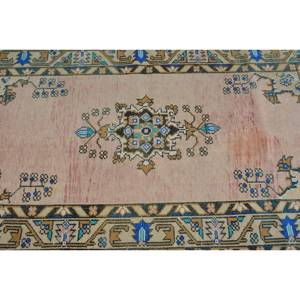 Classique Beige Bleu Vintage Tapis Turc 3.3 X 6.3ft À La Main Patchwork Conception Laine Bambou Soie Matériel Latex Support pour Vivre - Product Image 5