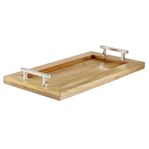 Merveilleux Design Alimentaire Salade et Fruits Plateau de Service en Bois avec Poignées en Métal Fête de Mariage Décoration de Table Plateau de Vaisselle - Product Image 4