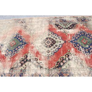 Tapis de 4,7 x 12,6 pieds, tapis vintage, tapis turc en laine rouge à motifs floraux - Product Image 5