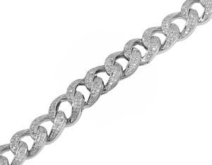 Luxurious Iced Hip Hop S925 Silver Rhodium Plated Link Chain <b>Necklace</b> With Moissanite <b>Diamond</b> Cuban Style - Product Image 3
