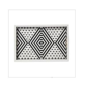 Plateau de service attrayant en os incrusté, motif solide, sans danger pour les aliments, finition polie, pour la maison, le restaurant, le thé, les collations, utilisation de service - Product Image 1