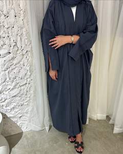 Wholesale Custom Luxury Linen Abaya Premium Quality Free Size Traditional Muslim <b>Dress</b> From Dubai Turkey Islamic Clothing - Product Image 6