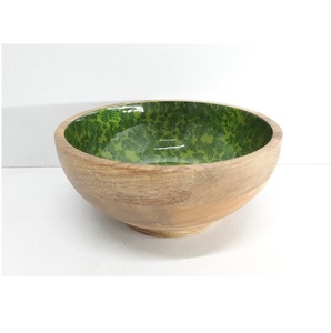 Nuevo diseño de madera y Meena Work Cuenco de cocina Calidad de lujo Forma redonda Cuenco de mesa de madera maciza Cuenco de vajilla - Product Image 1