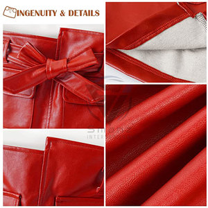 Nouvelle jupe courte asymétrique en peau de mouton rouge tendance pour femme 2026 - Product Image 5