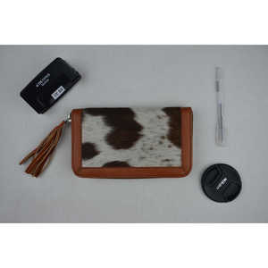 LAXURA Small Cowhide Leather Ladies <b>Wallet</b>/Clutch Cute Anti-Theft <b>Fold</b> Closure Zipper Cover Letter Decoration Polyester Lining - Product Image 2