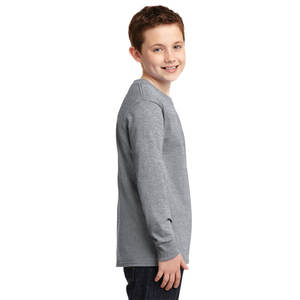 T-shirt à manches longues décontracté pour jeunes gris chiné 100% coton T-shirt à manches longues confortable - Product Image 3