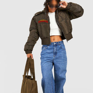 Chaqueta Acolchada de Lona para Mujer, Estilo Casual de Invierno, Talla Grande, Transpirable, con Logotipo Personalizado Impreso en DTF, Ecológica - Product Image 1