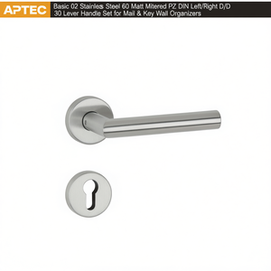 APTEC Basic 02 Stainless Steel 60 Matt Mitered PZ DIN Left/Right D/D 30 Lever Handle Set <b>for</b> Mail & <b>Key</b> <b>Wall</b> Organizers - Product Image 3