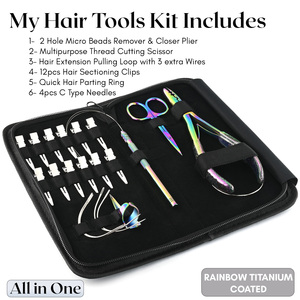Bulk Pro Hair Extension Tools 2 Hole Pliers Hair Extensions Microlink <b>Crimping</b> Plier sectioning clips Hair Parting Scissor - Product Image 2