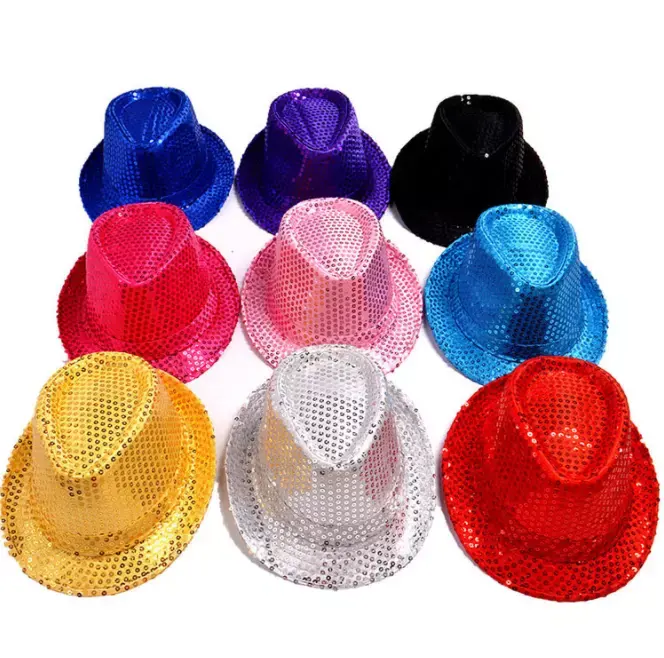 Haiwin-Sombrero de fiesta con lentejuelas brillantes para hombre y mujer, sombrero de fiesta con lentejuelas brillantes, estilo de baile, Mj