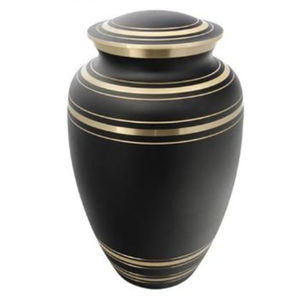 Urnes funéraires noires à bandes dorées de style américain moderne, best-seller, en laiton, pour cendres humaines - Product Image 5