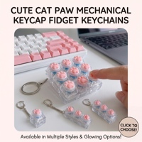 Porte-clés Patte de Chat Mignonne en Silicone, Jouet Anti-Stress Lumineux pour Clavier Mécanique, Écologique et Durable, Cadeau Anti-Stress