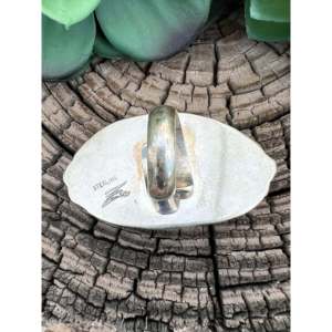 Tony Yazzie Kingman Turquoise Sterling Silver <b>Adjustable</b> <b>Ring</b> Boho Style Smooth Emerald Bezel Setting for Everyday Wear Size 8.5 - Product Image 5
