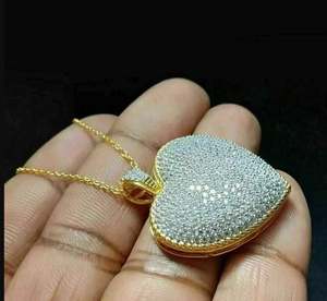 Pendentif en diamant Moissanite, pendentif en argent sterling 925 coupe ronde, magnifique pendentif coeur, collier pendentif en diamant - Product Image 3