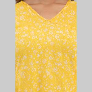 Kurta Recta con Estampado Floral Amarillo para Mujer, Tela Popelina Transpirable-SHKUP1213 - Product Image 6
