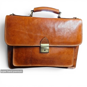 Bolso Bandolera de Piel Auténtica Dorada, Estilo Vintage, Resistente al Agua, con Cierre de Cremallera, Unisex, para Portátil, Maletín, Tamaño XL/L MA - Product Image 1