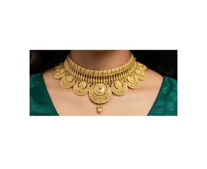 Ensemble collier et boucles d'oreilles de mariage et de fiançailles classiques plaqués or de qualité supérieure raffinée avec design Tikka pour femmes - Product Image 4