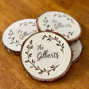 Rustic Natural Wooden <b>Coaster</b> Set Custom Engraved <b>Drink</b> <b>Coasters</b> for Hot & Cold Beverages, Ideal for Home, Office, or Gifts - Product Image 1