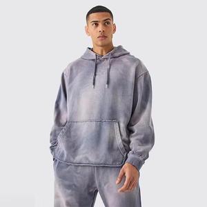 Men Fashion Washed Tracksuit Set Vintage Acid Wash Hoodie And Jogger Heavyweight Cotton Streetwear Custom Logo Manufacturer - Product Image 3