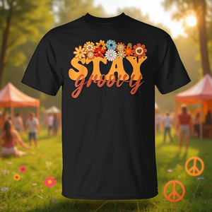 T-shirt Stay Groovy Flower Power Retro Hippie Vibes - Product Image 3