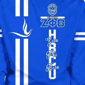 Veste en satin bleu et blanc Zeta Phi Beta 1920 pour femmes, broderie du bouclier de la sororité ZPB, vêtements grecs, look universitaire haut de gamme - Product Image 4