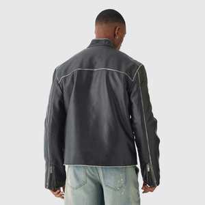 OEM Street Wear impermeable chaqueta de cuero genuino de talla grande Edición limitada nueva llegada gran oferta chaqueta de cuero de motorista para hombre - Product Image 3