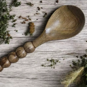 Cuillère en bois élégante, fabriquée à la main, style luxueux, prise en main confortable, manche long, jetable, ustensile de cuisine pour les fêtes, service, mélange - Product Image 1