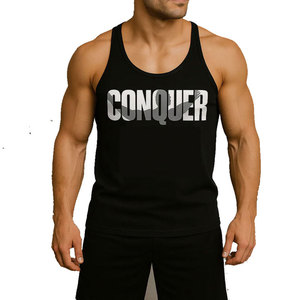 Camiseta sin mangas personalizada OEM para hombre, camiseta sin mangas con estampado de logotipo de gimnasio de poliéster spandex de primera calidad, tela de secado rápido elástica en cuatro direcciones, ropa deportiva atlética - Product Image 3
