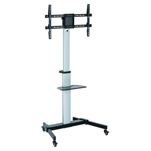 ICA TR 1546 Silver 86\" LED Monitor Cart 360 Degree Swivel Stainless Steel <b>TV</b> Floor <b>Stand</b> <b>TV</b> Box Compatible Office <b>TV</b> Holder - Product Image 1