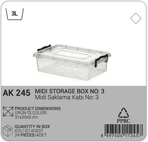Secure 3L Midi Contenedor de cocina de inyección de plástico transparente Diseño apilable con tapa de bloqueo Caja de almacenamiento de alimentos - Product Image 2