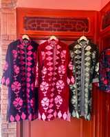 Chaqueta Larga y Chal Suzani Vintage de Terciopelo con Bordado a Mano, Producto Hecho a Mano para Mujer, Chaquetas al por Mayor