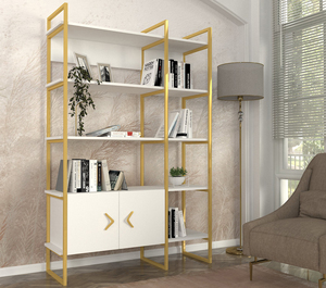 Bibliothèque Santana exclusive de luxe en aggloméré blanc-or de Turkiye Best Seller - Product Image 2