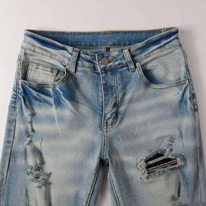 Jeans de Mezclilla para Hombre, Corte Recto, Cintura Media, Lavado Medio, 100% Algodón, Secado Rápido, con Logotipo Personalizado - Product Image 3