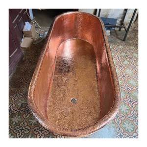 Baignoire autoportante en cuivre personnalisée de haute qualité Fabricant de drain de trempage très demandé Exportateur Fabriqué en Inde - Product Image 5
