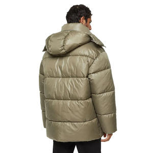 Veste d'hiver de marque personnalisée pour hommes manteau en duvet à capuche de grande taille avec fermeture éclair à col montant vestes d'extérieur matelassées - Product Image 5