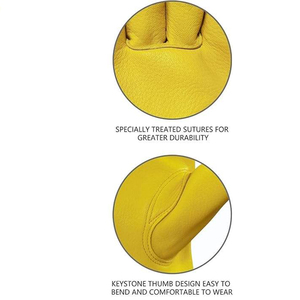 ถุงมือทำงานหนังวัวโพลีเอสเตอร์คุณภาพสูง บุด้วยผ้าฝ้าย กันลื่น กันน้ำ ขนาดสั่งทำ สีขาว ราคาขายส่ง - Product Image 6