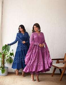 Personalizado de las mujeres elegantes Anarkali azul marino y Rosa Casual, fiesta, trajes de Festival desgaste al por mayor indio y pakistaní étnico Kurti - Product Image 1