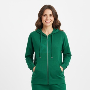 Vêtements pour femmes taille OEM Sweats à capuche à fermeture éclair et couleur bloquée pour femmes Sweats à capuche zippés en coton et polyester pour femmes - Product Image 1