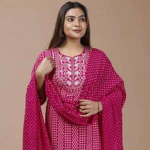 Plazo kurti set 3 pezzi kurta plazo set long ladies kurtis per le donne in india abbigliamento etnico indiano femminile