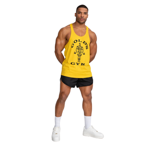 <b>Mens</b> Yellow Muscle Tank Golds Gym Muscle <b>Mens</b> Stringer Tank Top Workout Bodybuilding Sleeveless Training Vest Fitness Wear - Product Image 1