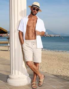 กางเกงว่ายน้ำโพลีเอสเตอร์100% สำหรับผู้ชายและผู้หญิงพิมพ์ลายโลโก้หน้าแบบผูกเชือกลายชายหาดเป็นมิตรกับสิ่งแวดล้อม - Product Image 3