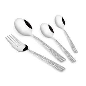 Couverts en acier inoxydable plaqués couleur or à manche rond, couverts allant au lave-vaisselle pour mariage à la maison, café, ensemble de 4 - Product Image 2