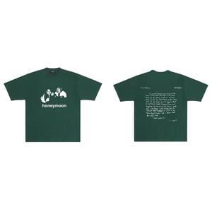 Camiseta de algodón de 300g/m2 para hombre y mujer, tejido de punto transpirable, estampado de seda, personalizado, venta al por mayor - Product Image 2