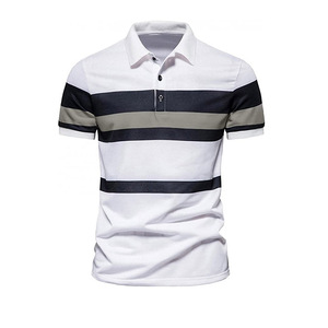 OEM manga de verano para camisa de polo tejido de alta calidad Slim Fit Casual estilo de negocios Color sólido logotipo personalizado - Product Image 3