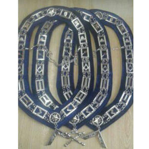 Collar de Cadena de Metal Dorado para Traje de Regalia Masónica, con Base Blanca, Adornado con Piedras de Estrás Alrededor del Collar, Rito Escocés, 2025 - Product Image 3