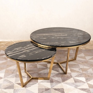 Nouvelle table basse gigogne de luxe, mobilier de maison, table d'appoint de chevet ou de canapé, design moderne en métal noir, personnalisable, marque TQC - Product Image 5