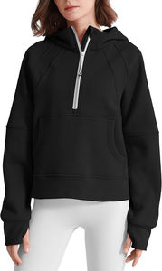 Fabricant de vêtements – Sweat à capuche professionnel à demi-zip en coton épais, vierge, de haute qualité, avec logo personnalisé, manches longues - Product Image 6